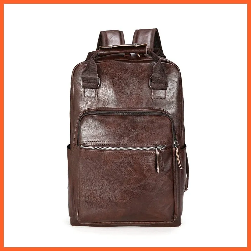 Men Pu Leather Backpack | Large Laptop Backpacks