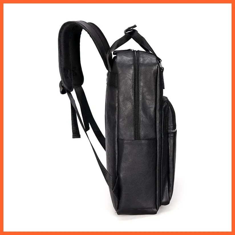 Men Pu Leather Backpack | Large Laptop Backpacks