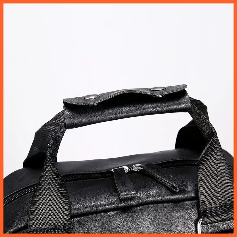Men Pu Leather Backpack | Large Laptop Backpacks