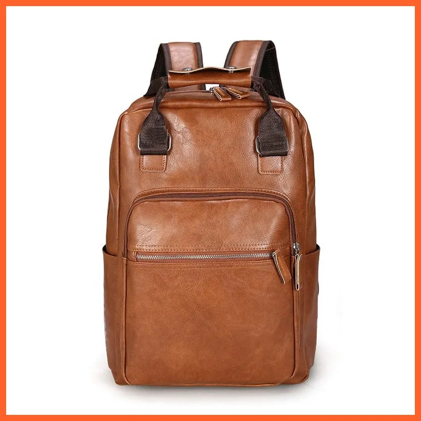 Men Pu Leather Backpack | Large Laptop Backpacks