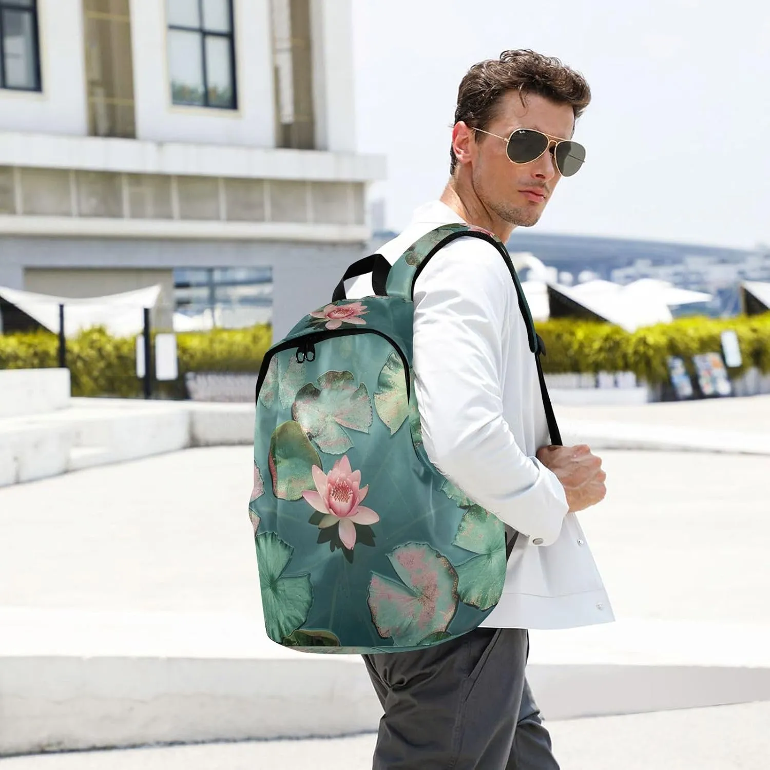 Men Women Large Capacity Backpack Lightweight Bag Outdoor Daypack Travel Laptop Computer Shoulder Bag,pond
