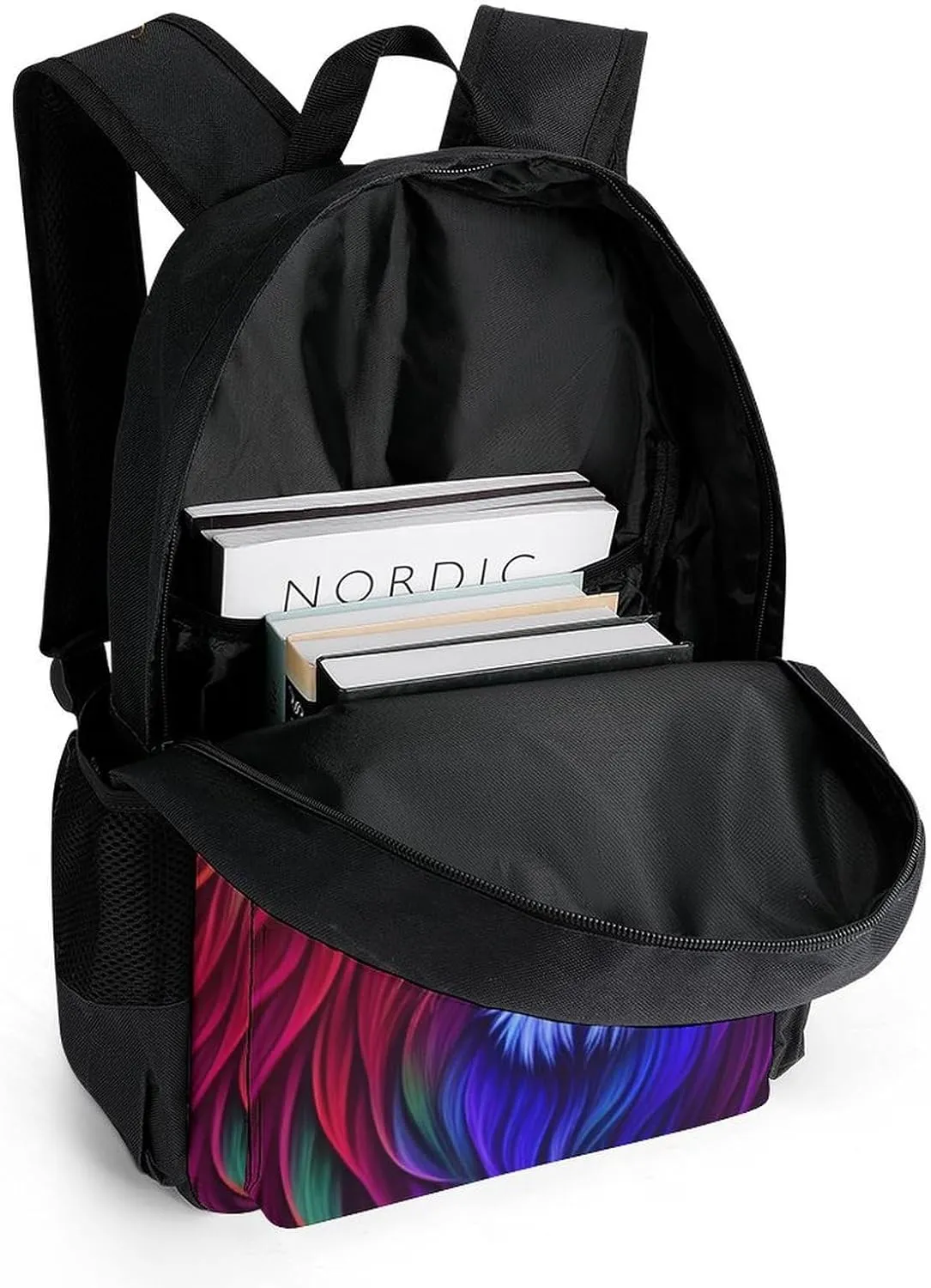Men Women Lightweight Psychedelic Lion Art Casual Daypack Big Capacity Bookbag With Padded Straps for Gym Travel Walking Cycling