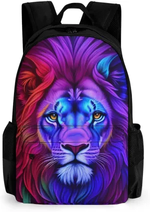 Men Women Lightweight Psychedelic Lion Art Casual Daypack Big Capacity Bookbag With Padded Straps for Gym Travel Walking Cycling