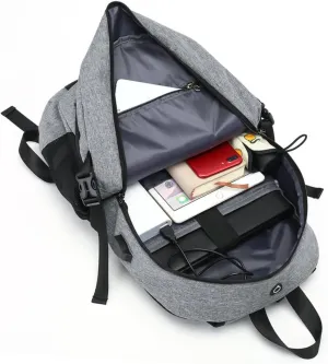 Men's Basketball Backpack Integrated Basketball Net Oxford Cloth Charging Large Capacity Grey