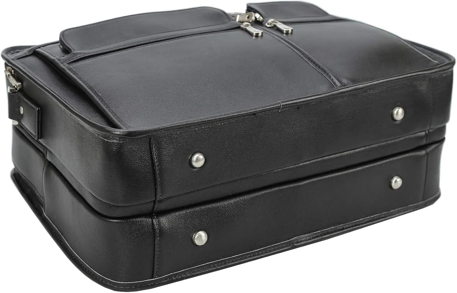 Men's Full Grain Leather Briefcase Large 17 Inch Business Travel Laptop Messenger Bag Tote with YKK Metal Zippers