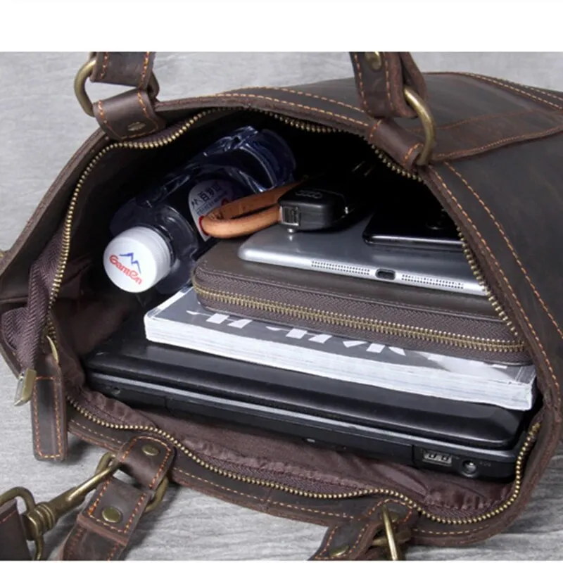 Men's Genuine Leather Backpack Fit 15 inch PC Daypack