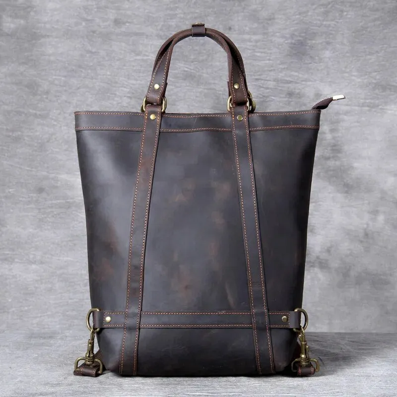 Men's Genuine Leather Backpack Fit 15 inch PC Daypack