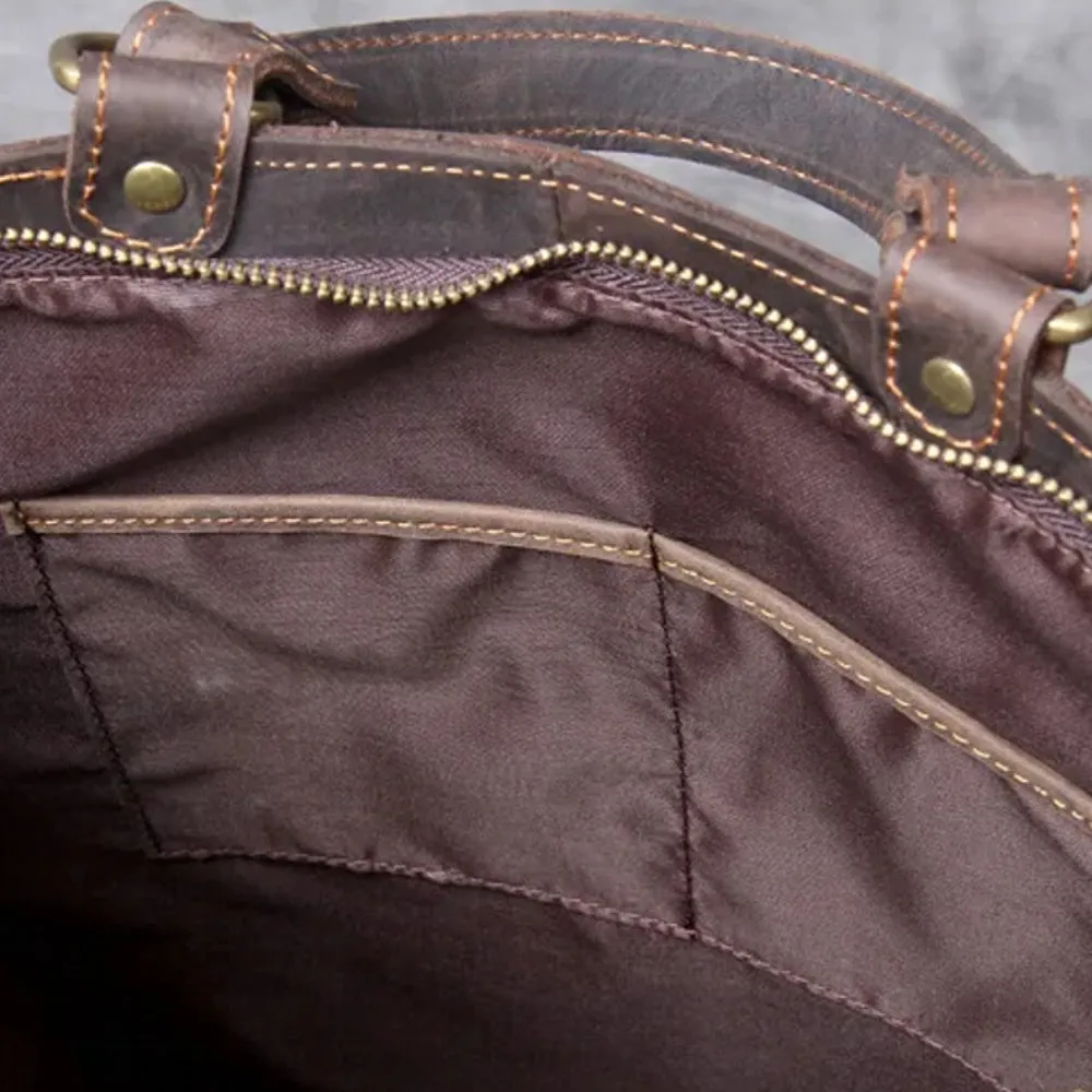 Men's Genuine Leather Backpack Fit 15 inch PC Daypack