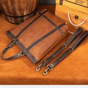 Men's Genuine Leather Backpack Fit 15 inch PC Daypack