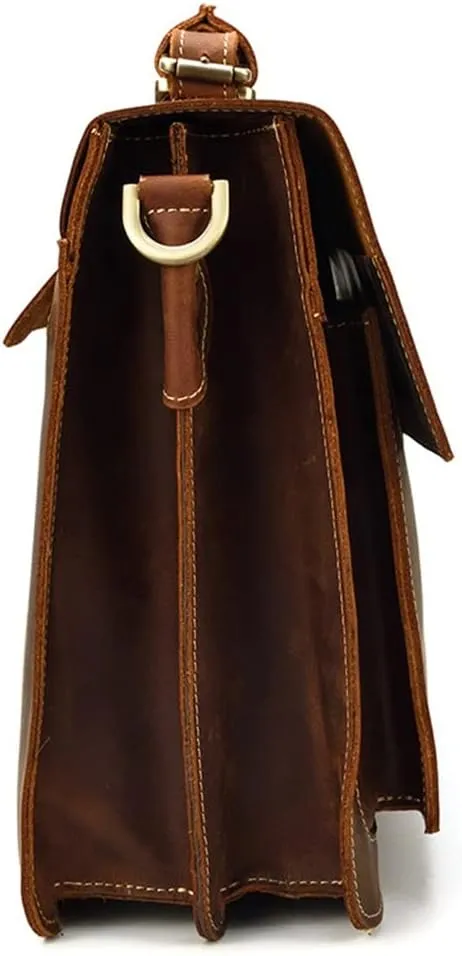 Men's Leather Briefcase Europe And The United States Retro Handbag Compartment Shoulder Bag