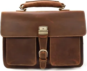 Men's Leather Briefcase Europe And The United States Retro Handbag Compartment Shoulder Bag