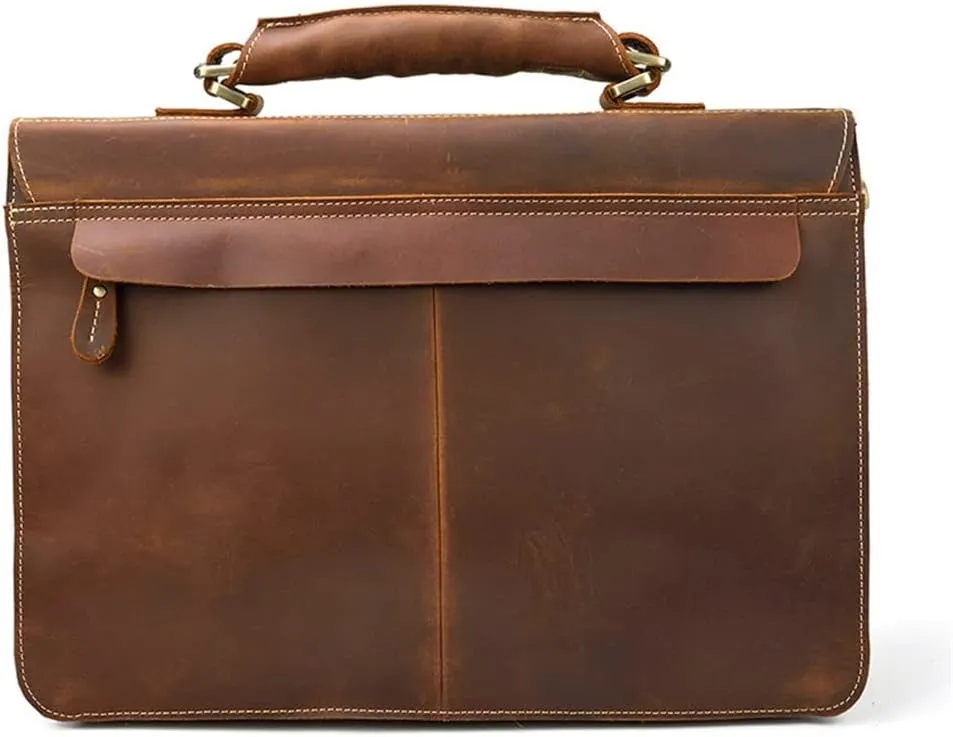 Men's Leather Briefcase Europe And The United States Retro Handbag Compartment Shoulder Bag