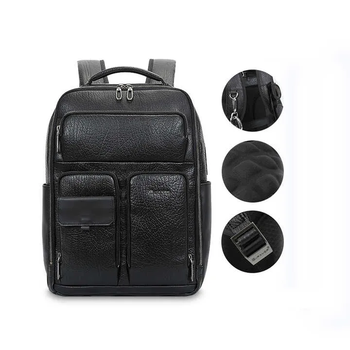 Men's Modern Leather Laptop Backpack with USB Charging Port
