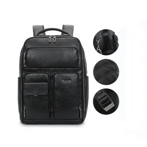 Men's Modern Leather Laptop Backpack with USB Charging Port