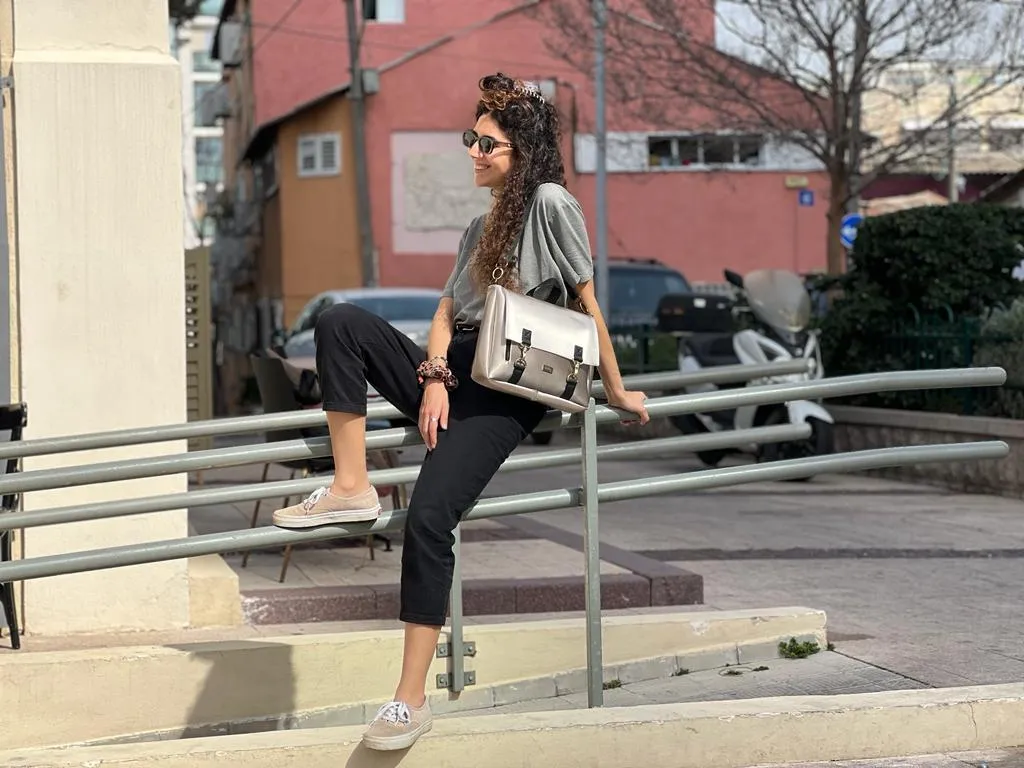 Metallic Silver 'Jaffa' Backpack/Side Bag