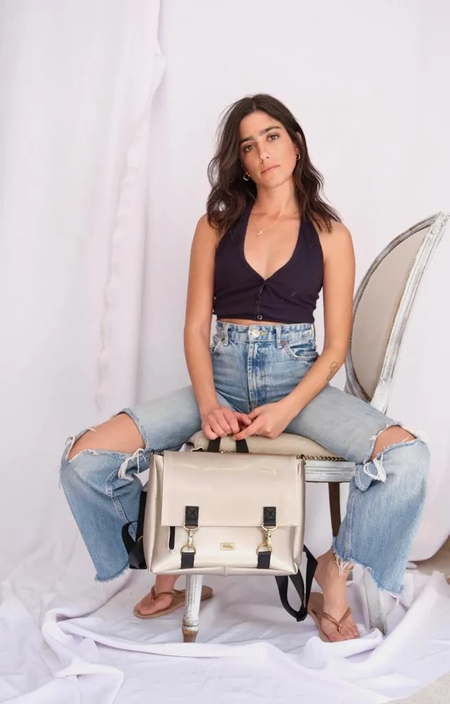 Metallic Silver 'Jaffa' Backpack/Side Bag