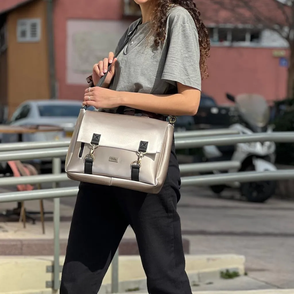 Metallic Silver 'Jaffa' Backpack/Side Bag
