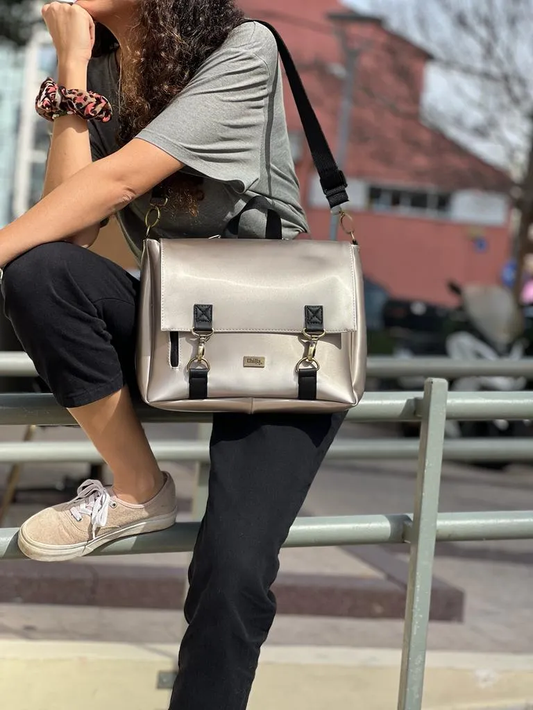 Metallic Silver 'Jaffa' Backpack/Side Bag