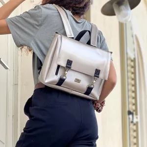 Metallic Silver 'Jaffa' Backpack/Side Bag