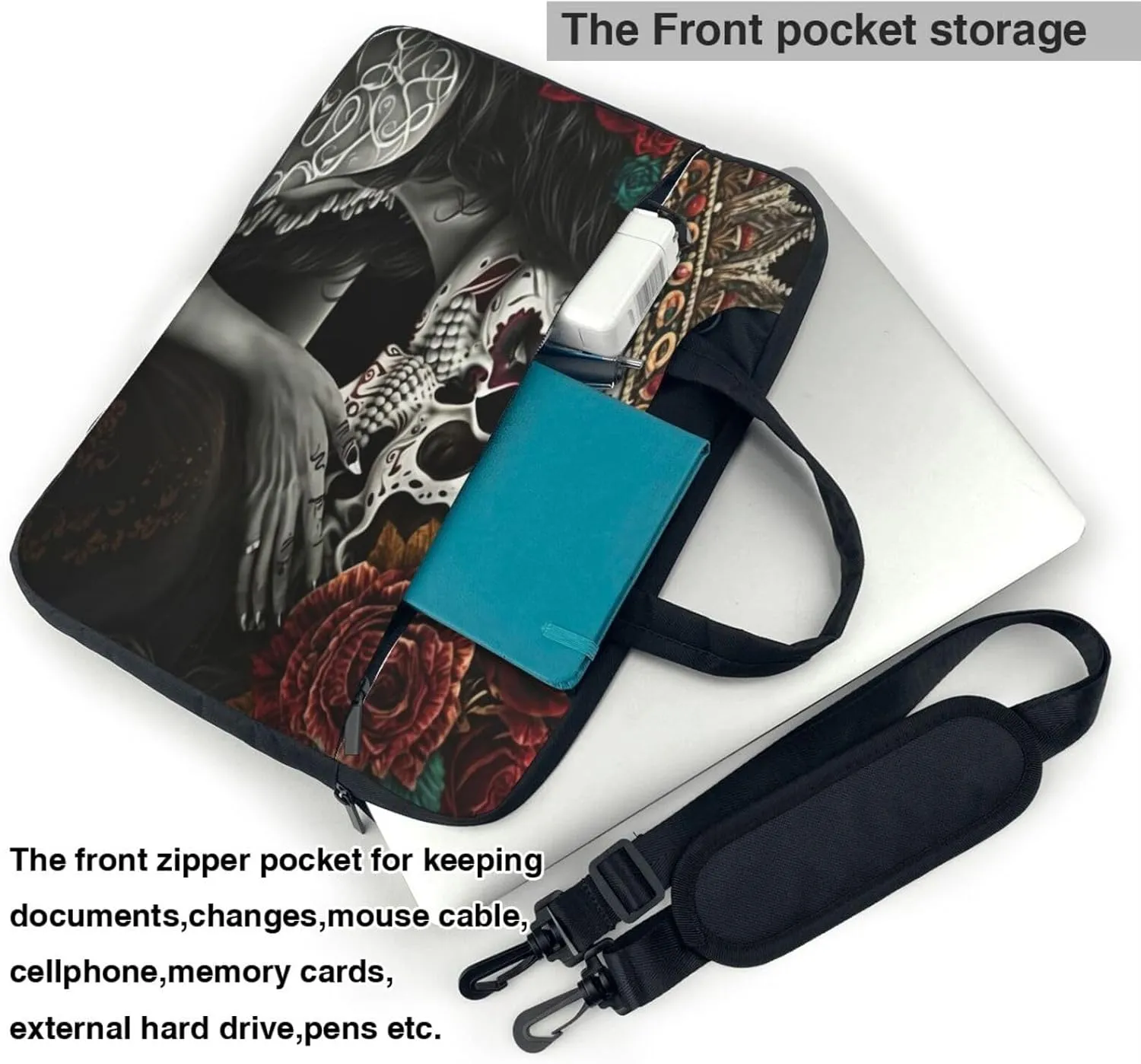 Mexican Skull Laptop Bag, 15.6 inch Laptop Case Shoulder Messenger Bag Briefcase Computer Bag for Men Women