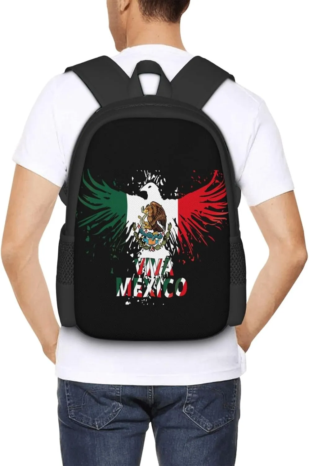 Mexico Eagle Mexican MX National Flags Casual Backpacks Large Capacity Backpack Laptop Rucksack Sport Daypack Commuter Bags with Adjustable Strap for Traveling Camping