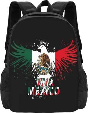 Mexico Eagle Mexican MX National Flags Casual Backpacks Large Capacity Backpack Laptop Rucksack Sport Daypack Commuter Bags with Adjustable Strap for Traveling Camping