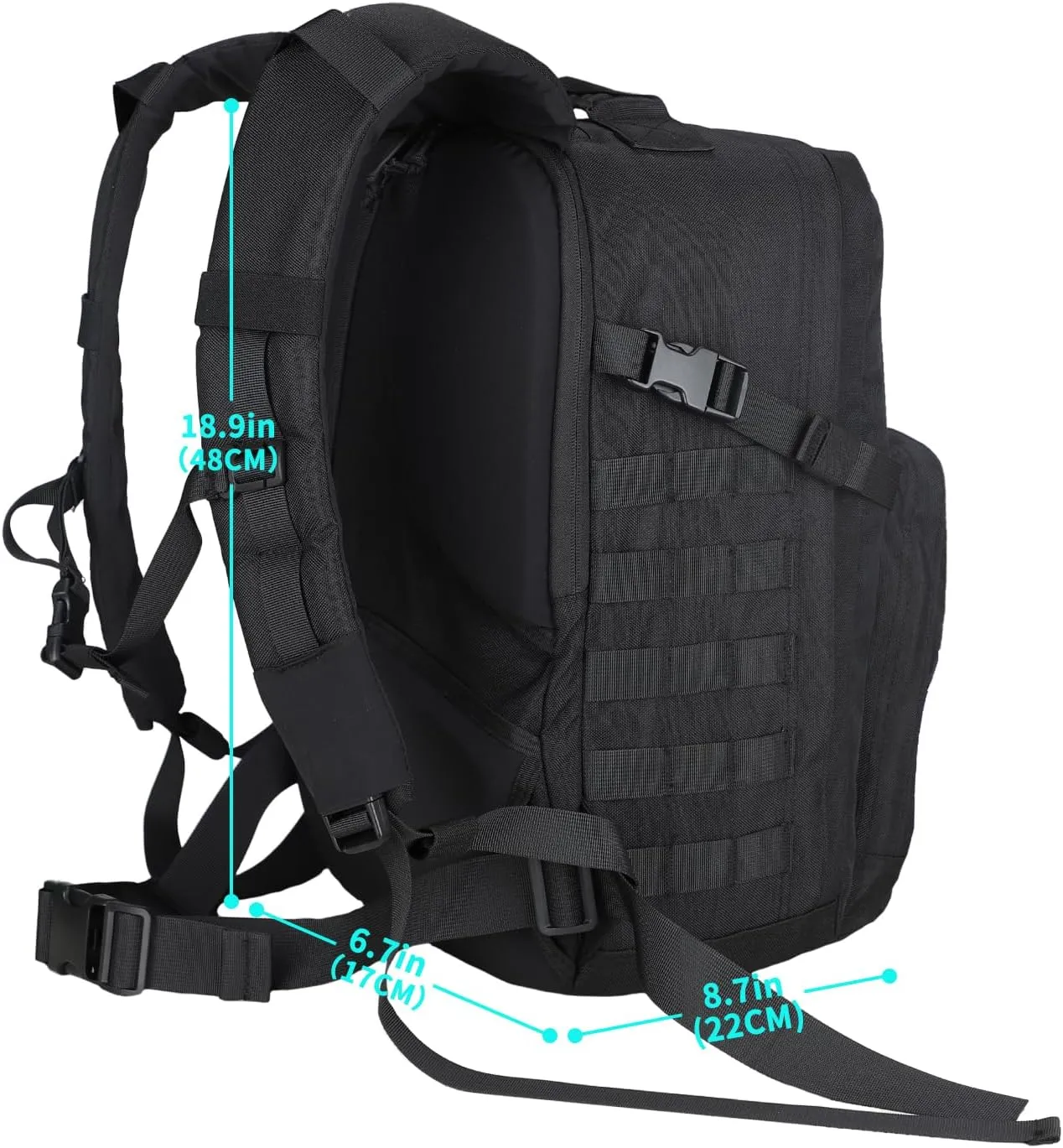 MGFLASHFORCE Molle Military Tactical Backpack for Men, 24L Daypack Army Rucksack Assault Pack, Bug Out Bag, 15.6" Laptop Compartment (Black)