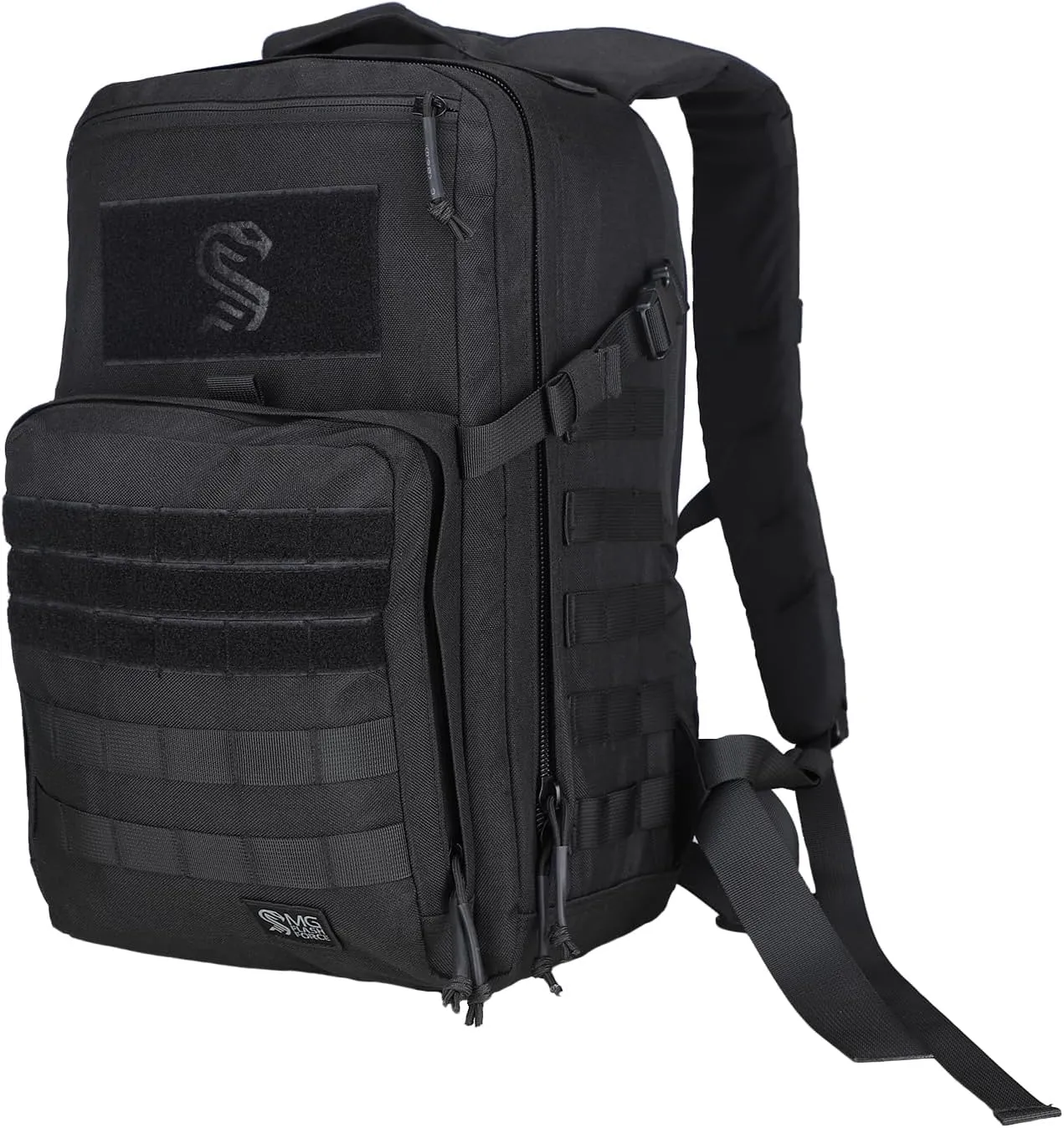 MGFLASHFORCE Molle Military Tactical Backpack for Men, 24L Daypack Army Rucksack Assault Pack, Bug Out Bag, 15.6" Laptop Compartment (Black)