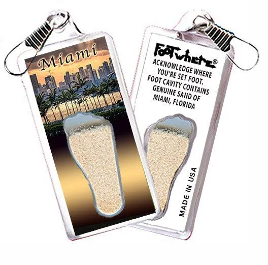 Miami FootWhere® Souvenir Zipper-Pulls. 6 Piece Set. Made in USA