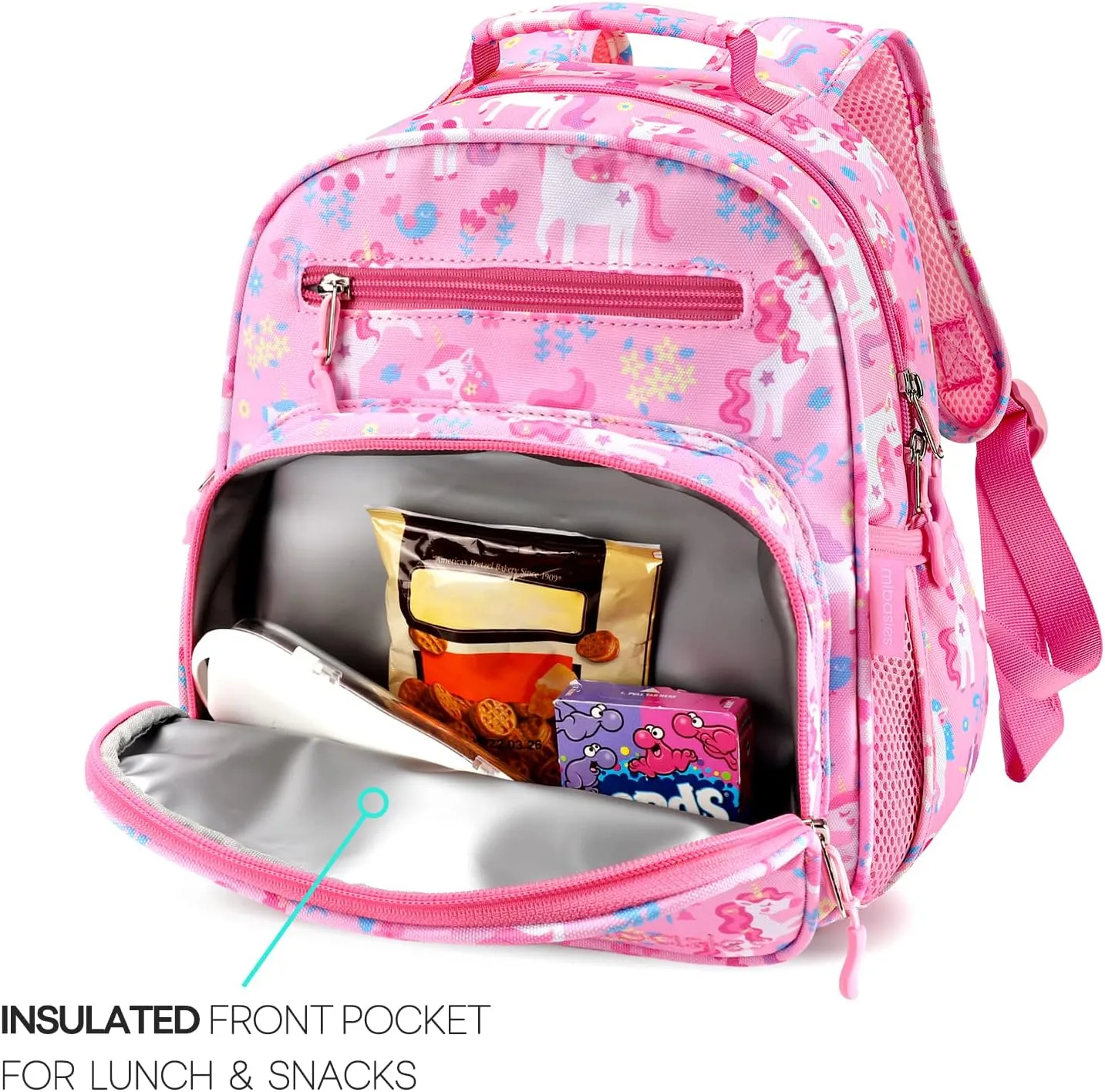 mibasies Toddler Backpack for Girls 2-4: Cute Kids Backpacks for Girls - Preschool Kindergarten Backpack - Flower Unicorn