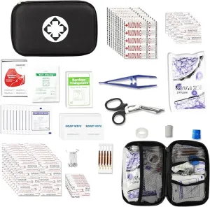 Mini-Car First Aid Kit-Emergency Kit-Camping Essentials - First Aid Survival Kit with Emergency Blanket Scissors, Suitable for Home Travel Hiking Hunting Adventures 274Piece(Black) YIDERBO