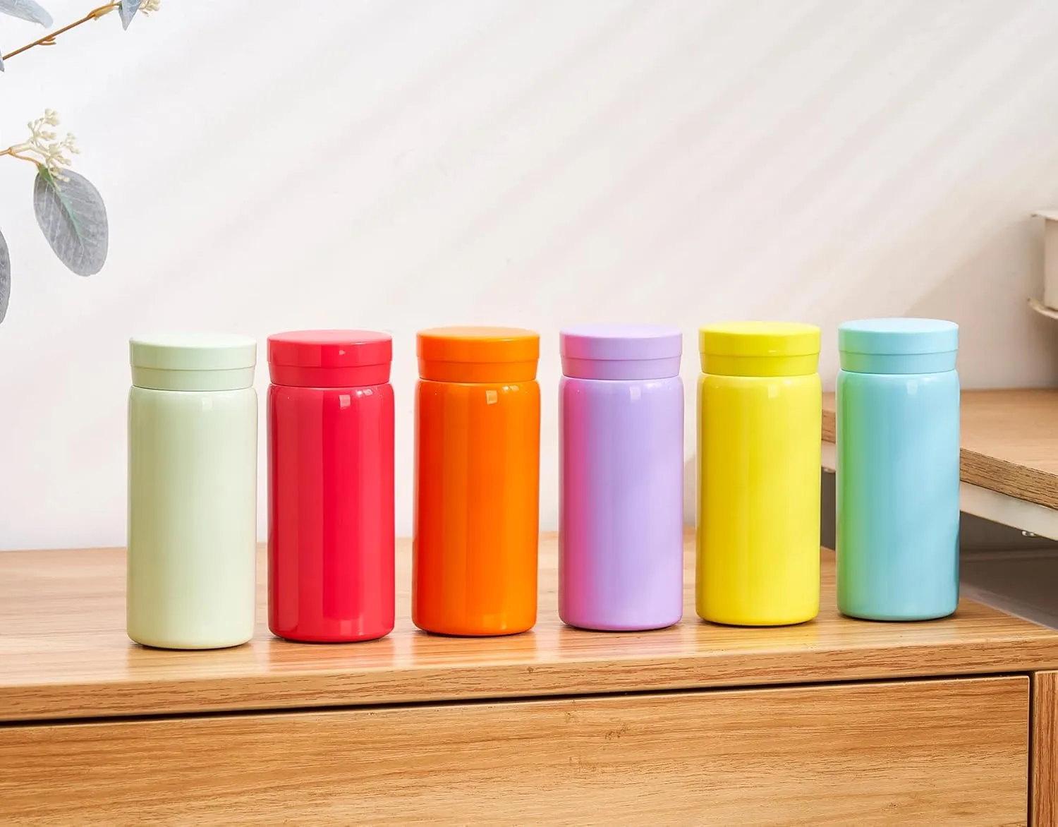 Mini Thermos Cute Water Bottle - 7 oz Tiny Insulated Vacuum 18/10 Stainless Steel Small Flask - Leak Proof & Spill Proof & Keeps Cold and Hot for Drink, Coffee, Tea - Light Blue