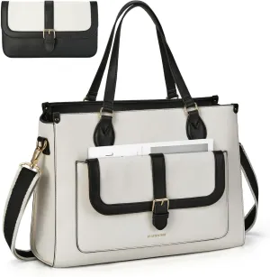 Missnine Laptop Bag with Removable Purse - 15.6 inch Computer Bag Leather Briefcase for Women Work Tote for Office, Travel