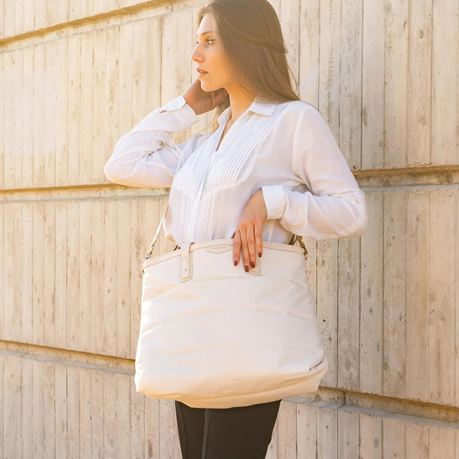 Missnine Tote Bag for Women Puffy Quilted Tote Bag with Zipper Nylon Laptop Shoulder Bag Top Handle Handbag for Work