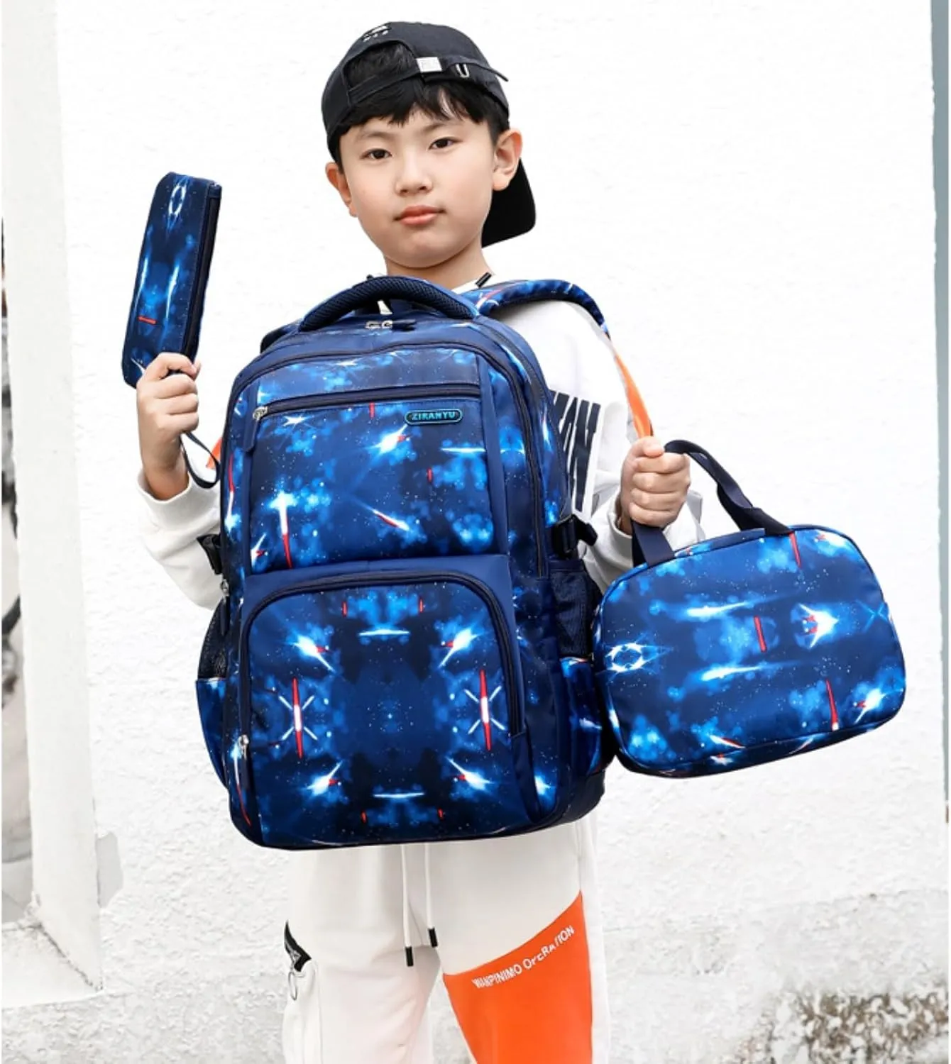 MITOWERMI Boys Backpacks for Primary Junior School Kids Backpack with Lunch Box Galaxy Space Bookbags for Boys Girls