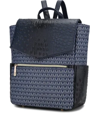 MKF Collection Backpack for Women, Vegan Leather Signature Top Handle Multi-pocket Bag Ladies Fashion Bookbag Travel Backpack
