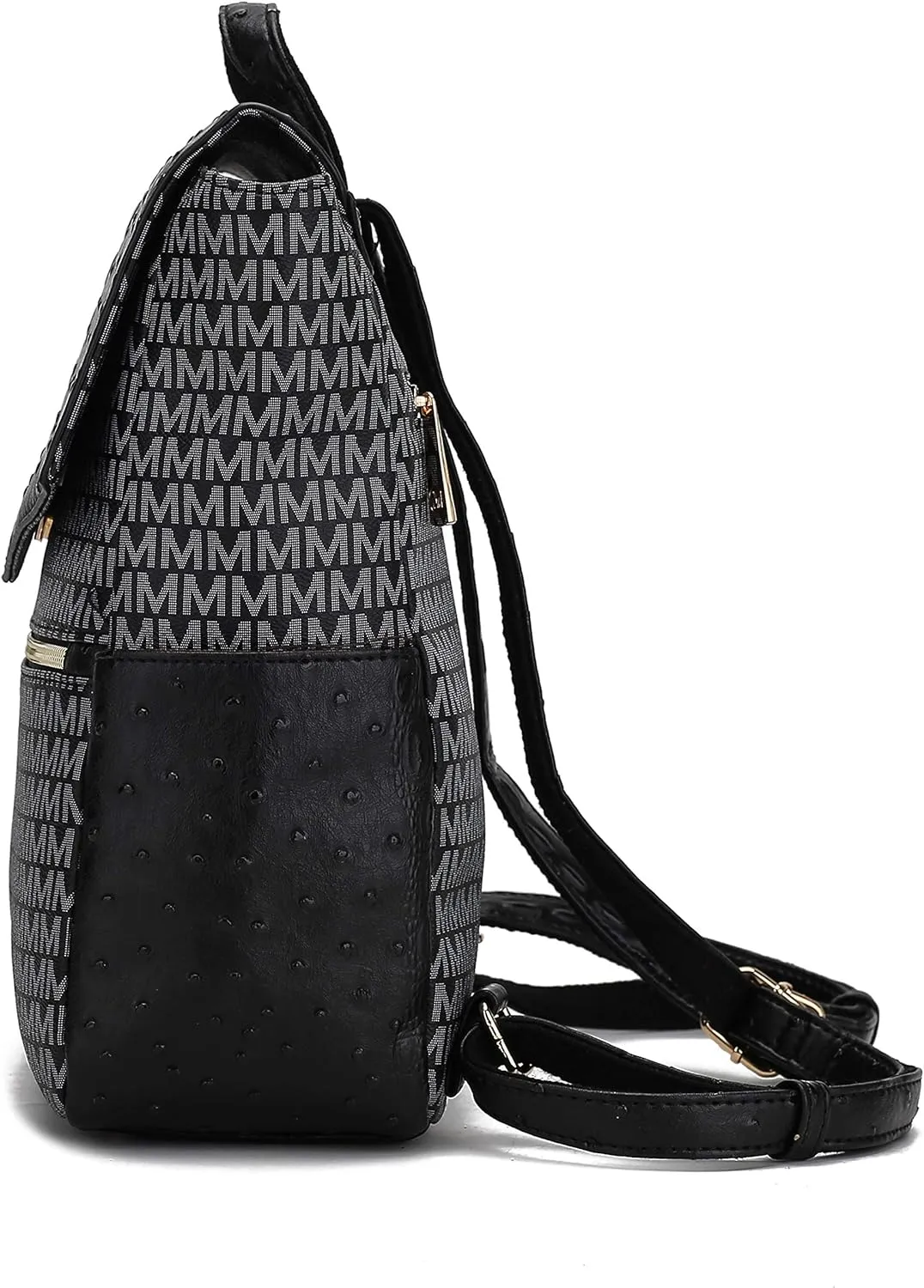 MKF Collection Backpack for Women, Vegan Leather Signature Top Handle Multi-pocket Bag Ladies Fashion Bookbag Travel Backpack