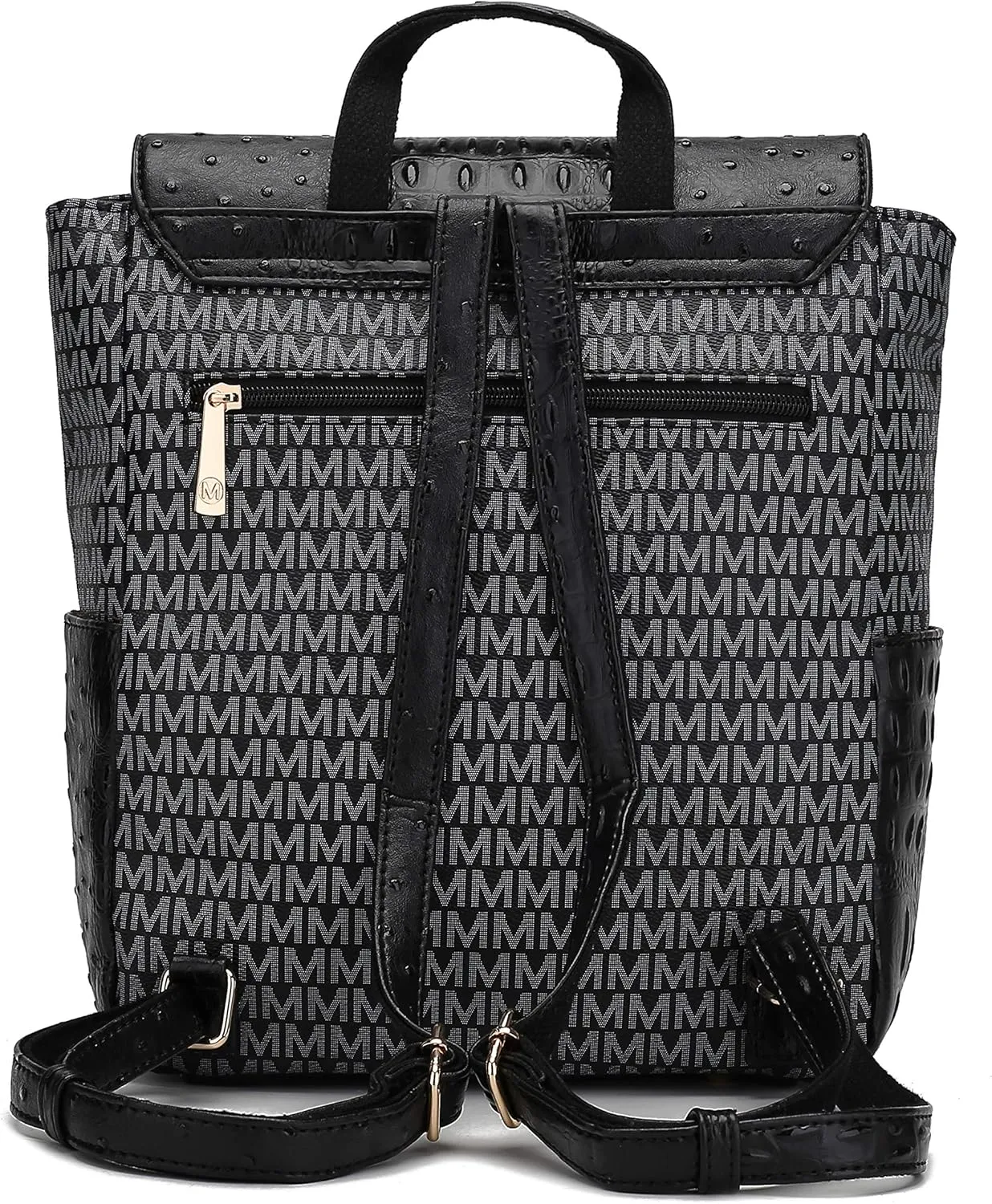 MKF Collection Backpack for Women, Vegan Leather Signature Top Handle Multi-pocket Bag Ladies Fashion Bookbag Travel Backpack