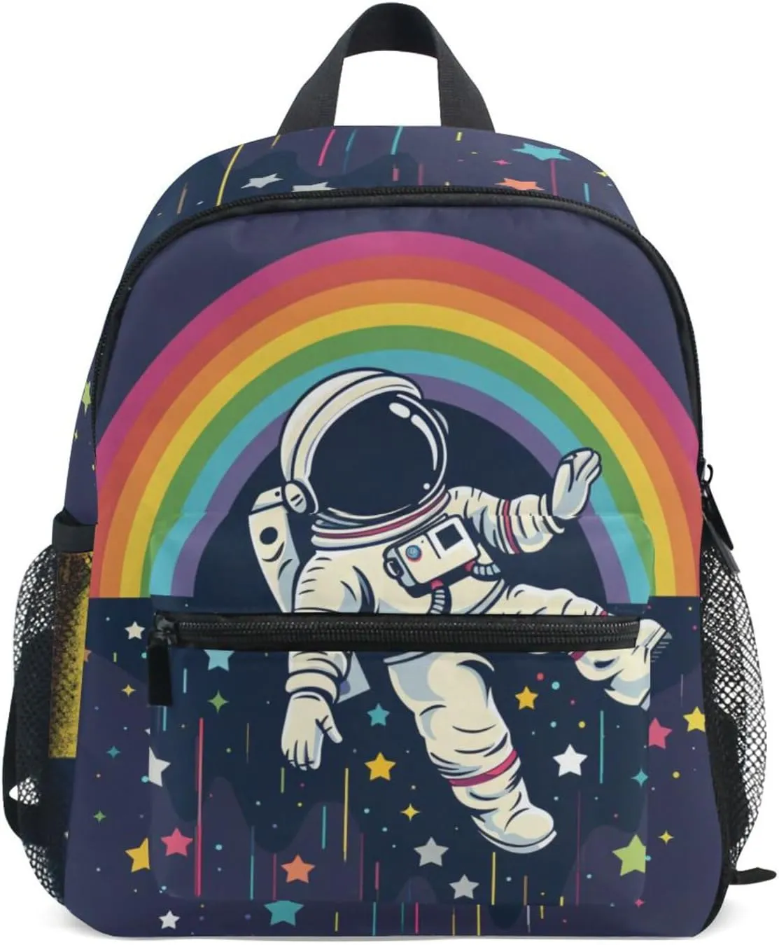 MNSRUU Toddler Backpack, Cartoon Astronaut Stars Rainbow Kids Backpack Small Backpack for Boys Girls Kawaii Preschool Backpack Mini School Backpack Travel Backpack