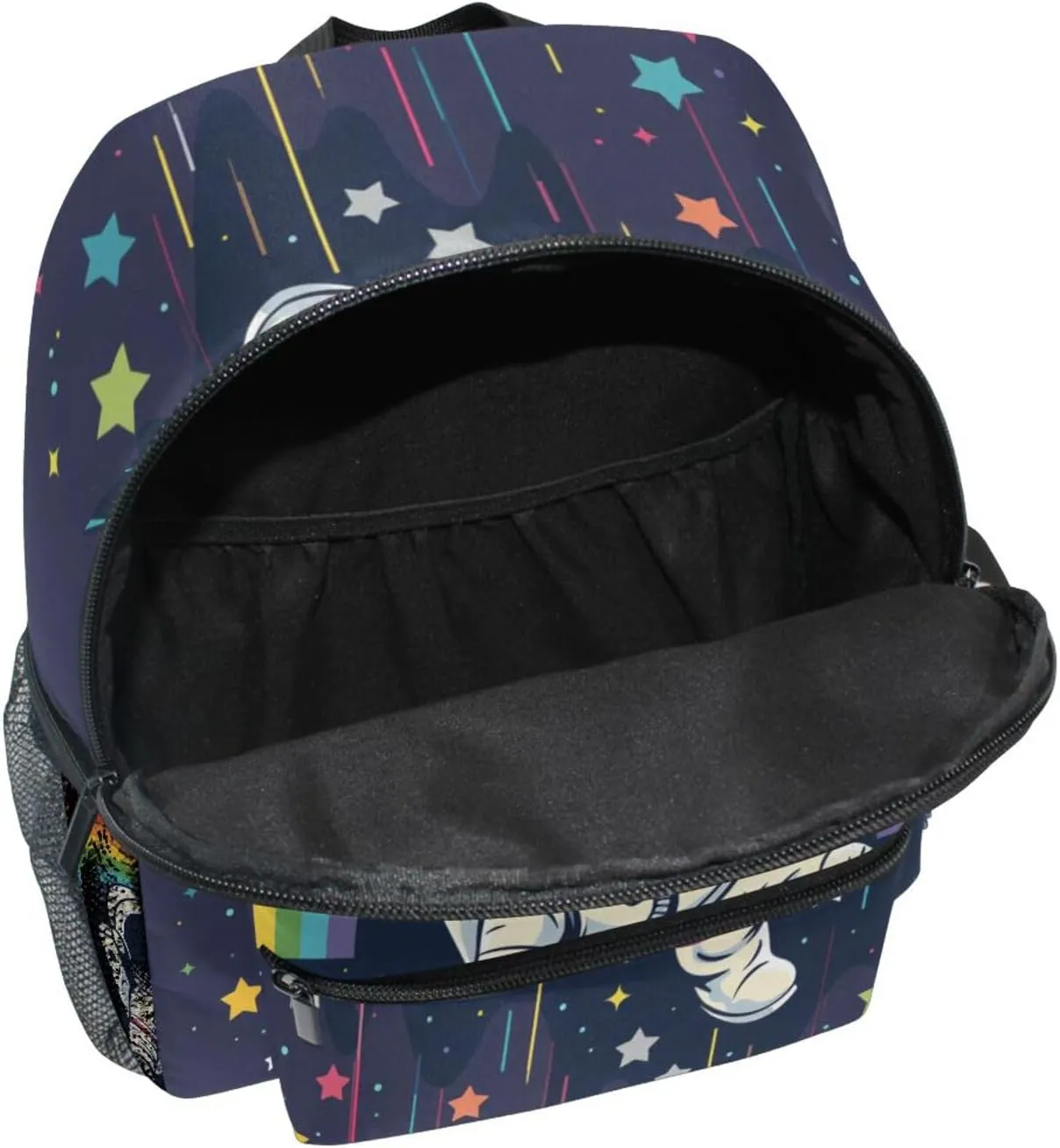MNSRUU Toddler Backpack, Cartoon Astronaut Stars Rainbow Kids Backpack Small Backpack for Boys Girls Kawaii Preschool Backpack Mini School Backpack Travel Backpack