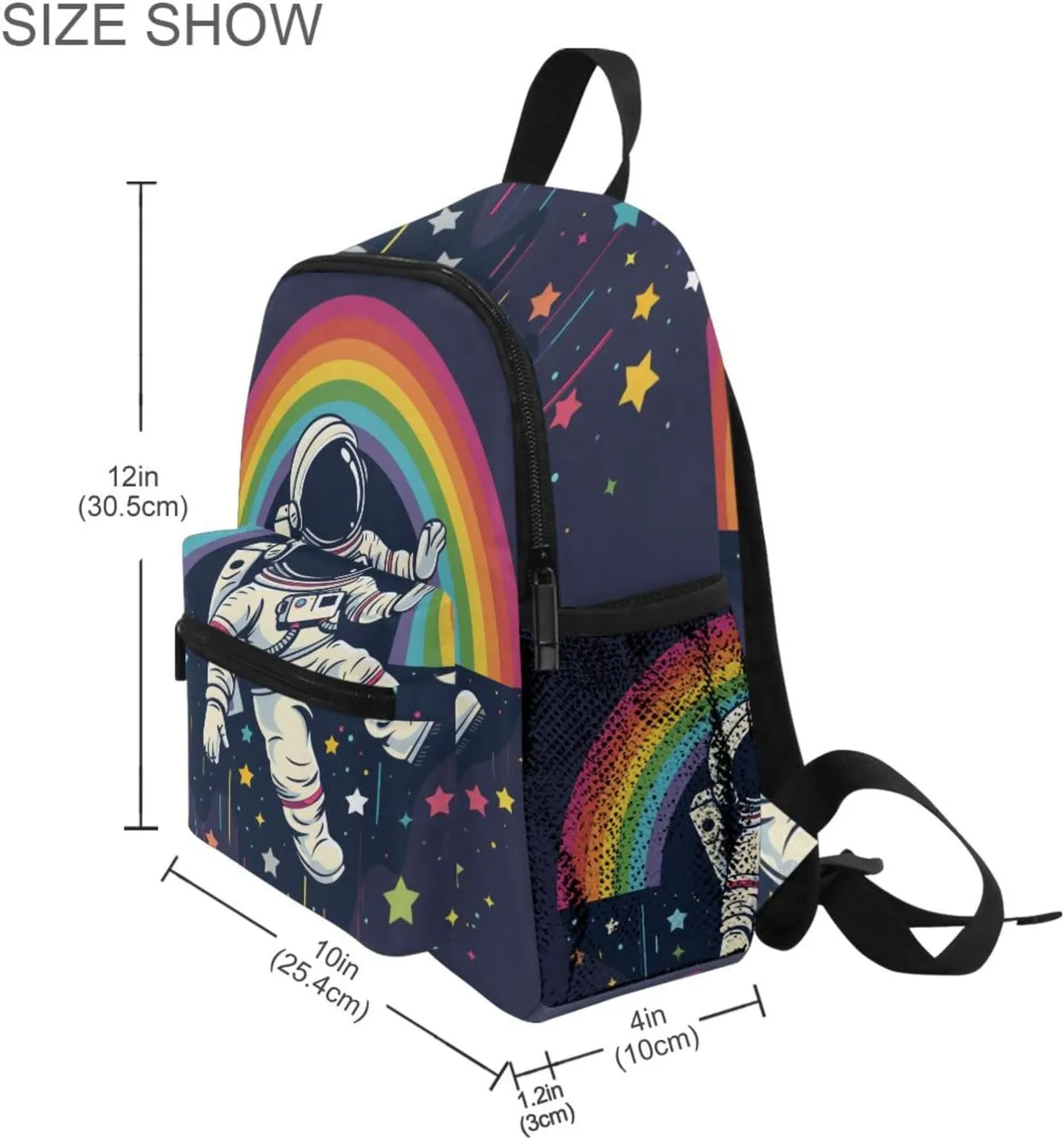 MNSRUU Toddler Backpack, Cartoon Astronaut Stars Rainbow Kids Backpack Small Backpack for Boys Girls Kawaii Preschool Backpack Mini School Backpack Travel Backpack