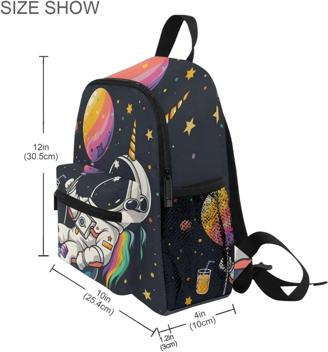MNSRUU Toddler Backpack, Cute Astronaut Relaxing on Unicorn Balloon Kids Backpack Small Backpack for Boys Girls Kawaii Preschool Backpack Mini School Backpack Travel Backpack