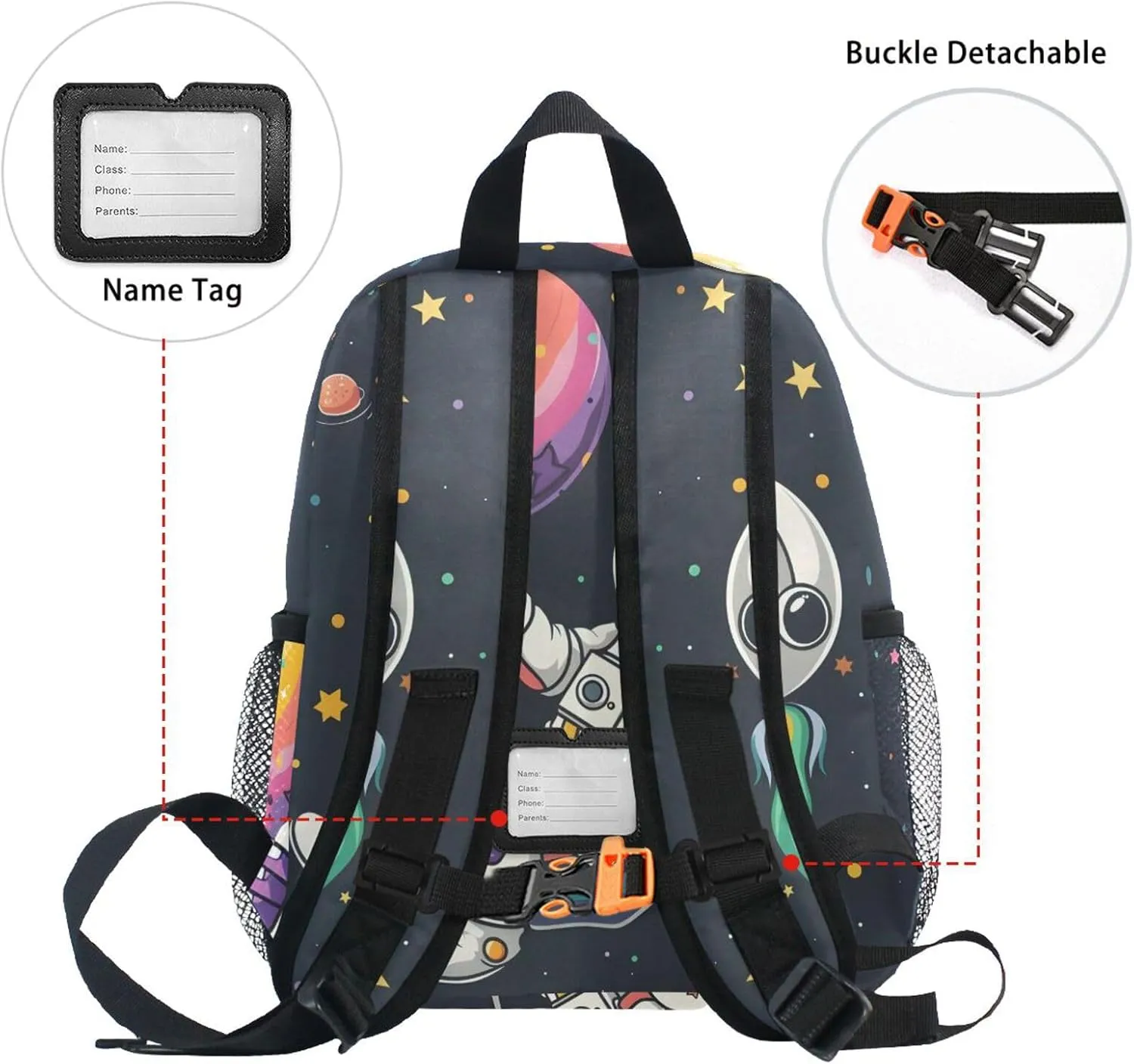 MNSRUU Toddler Backpack, Cute Astronaut Relaxing on Unicorn Balloon Kids Backpack Small Backpack for Boys Girls Kawaii Preschool Backpack Mini School Backpack Travel Backpack