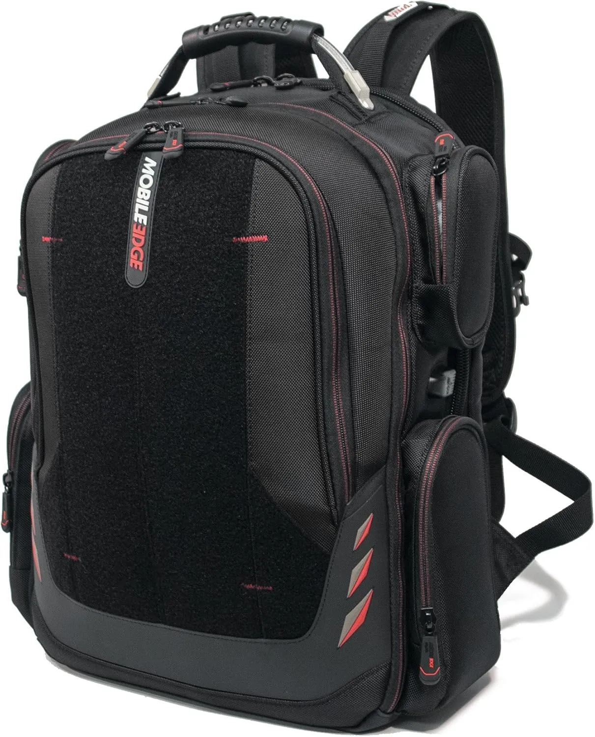 Mobile Edge Core Gaming Laptop Backpack for 17.3" Laptops with USB Charging Port and Cable, Black w/Red, Includes Core Gaming T-Shirt (Size Large)