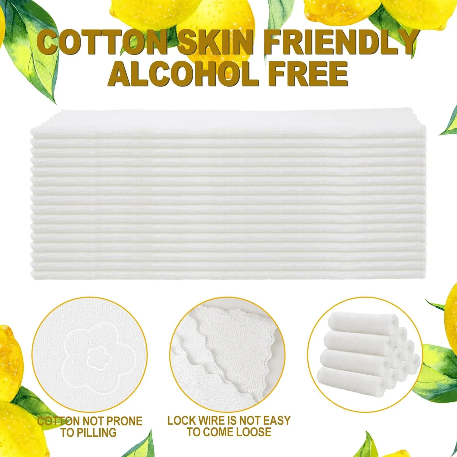 Moist Cotton Towel Bulk Moist Towelettes Individually Wrapped 8.7" x 8.7",White Towel Services,Refreshment Pre Moistened Towels Lemon Scent for Travel Sport Party Spa Dentist Hote50
