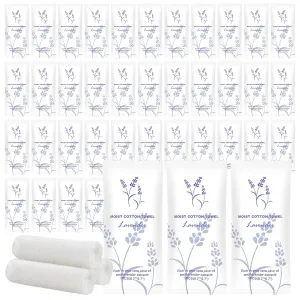 Moist Cotton Towel Bulk Moist Towelettes Individually Wrapped,White Towel Services,Refreshment Pre Moistened Towels for Dentist Travel Sport Party Hotel 100,Lavender