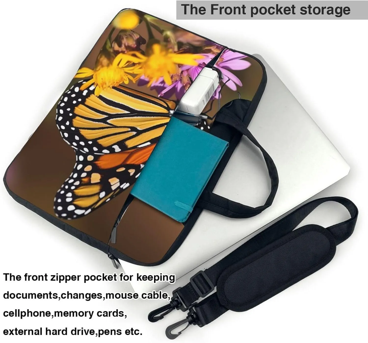 Monarch Butterfly Laptop Tote Bag for Men Women Laptop Sleeve Shoulder Briefcase Messenger Computer Bag