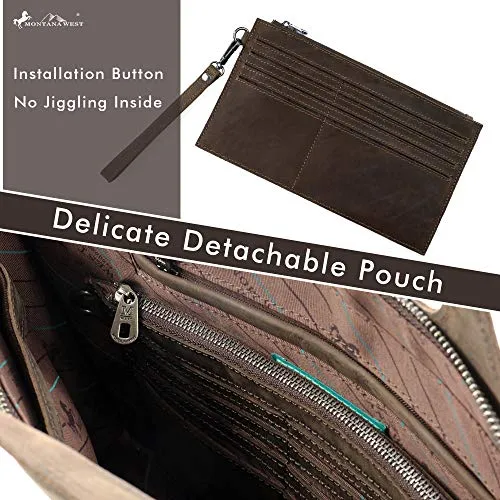 Montana West Genuine Leather Laptop Case Light Coffee