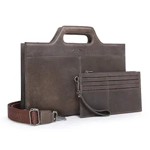 Montana West Genuine Leather Laptop Case Light Coffee