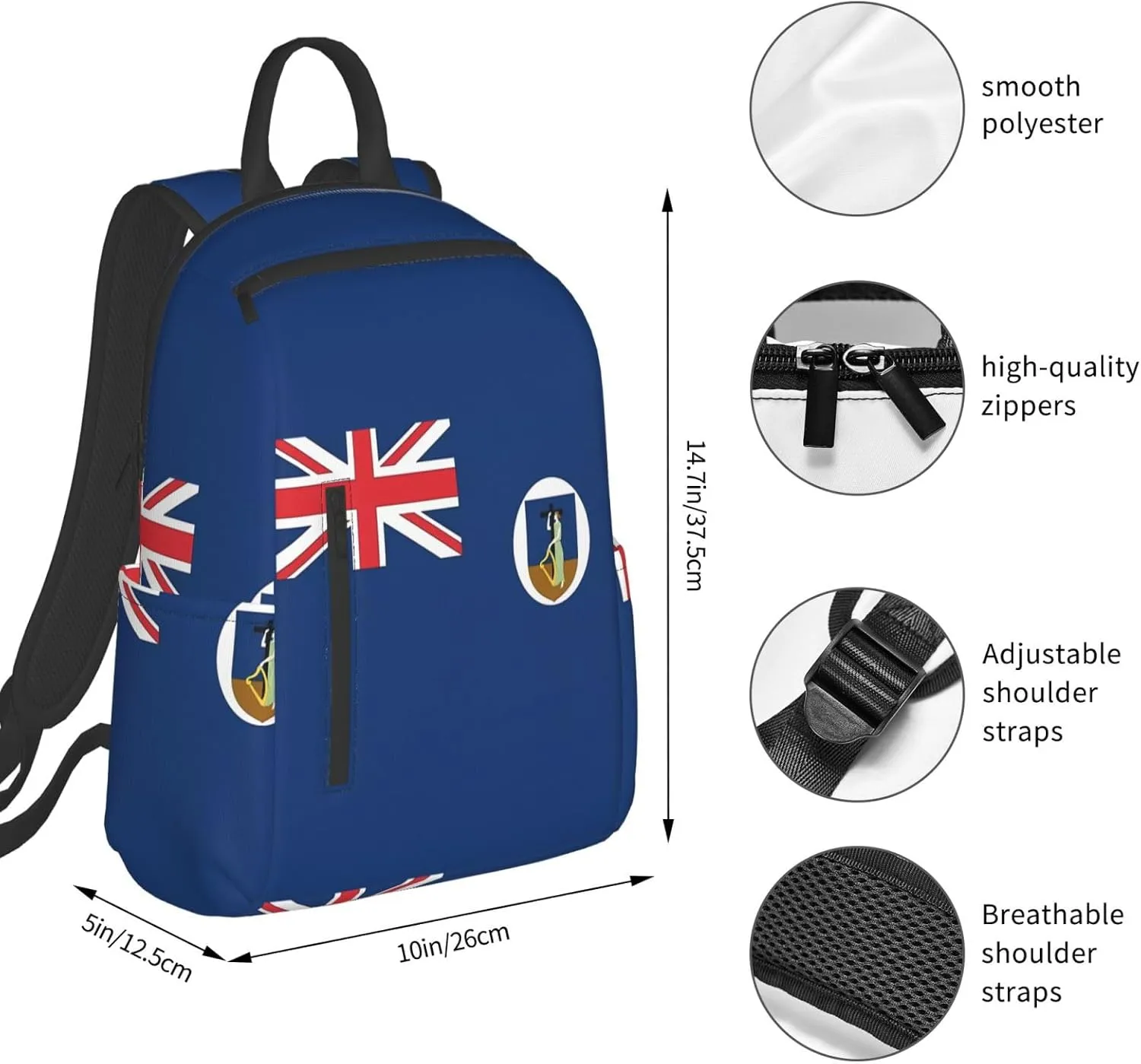 Montserrat Flag Casual Laptop Backpack Travel Rucksack Sports Daypack Adjustable Strap Bags with Multi-Pockets for Working Running Camping